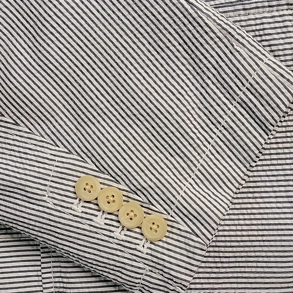 Men's Land's End Striped Sports Coat, Blue/White, Size XL, Preowned EUC - Picture 3 of 8